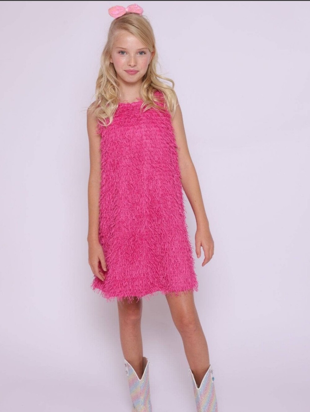Lola + The Boys Bright Mia Pink Fringe A-Line Party Dress -  NWT Size 14T - Picture 10 of 10